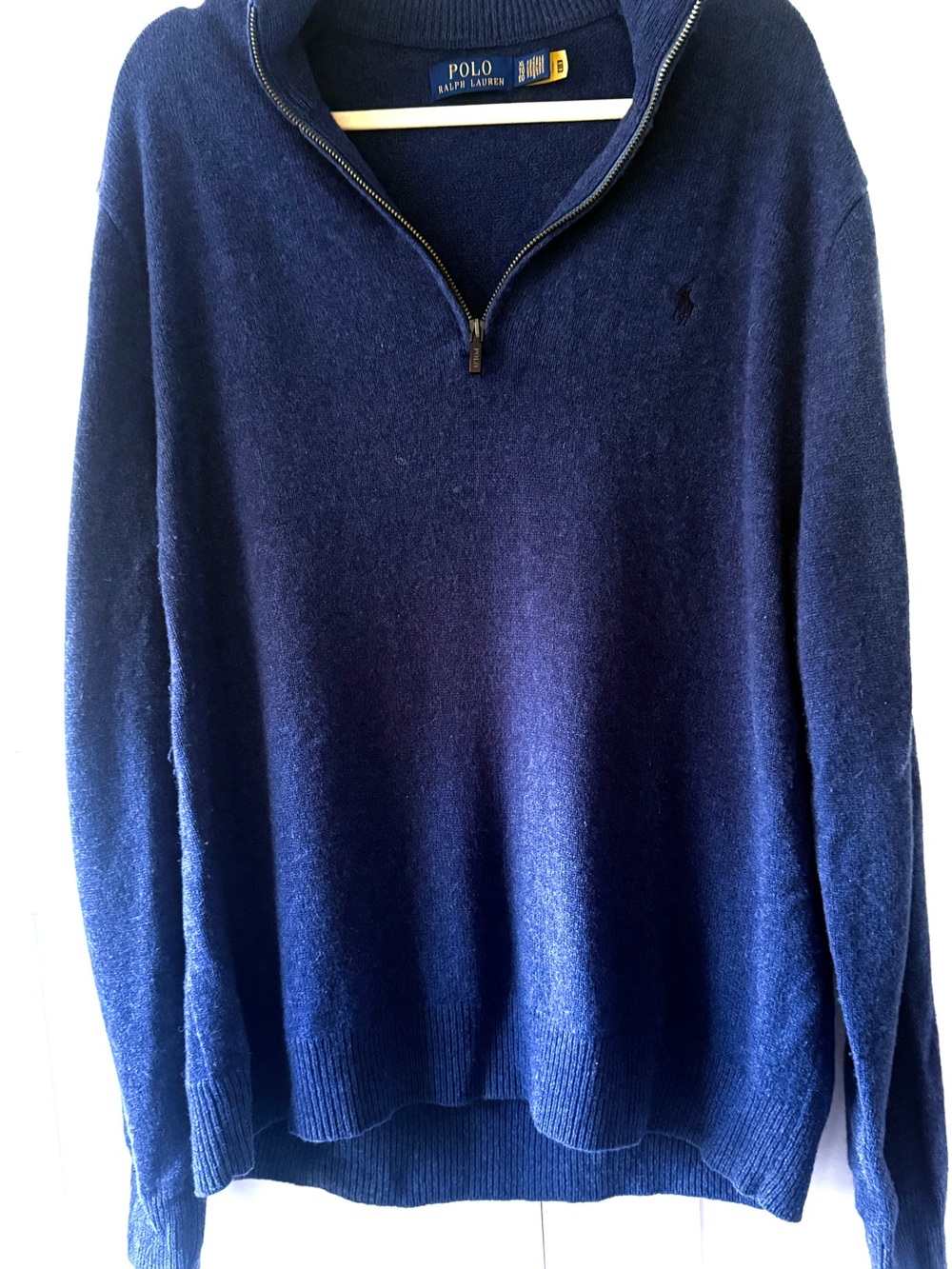 Ralph Lauren Men's Navy Quarter-Zip Polo Sweater